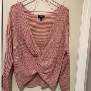 A.N.A size Medium pink twist front sweater.